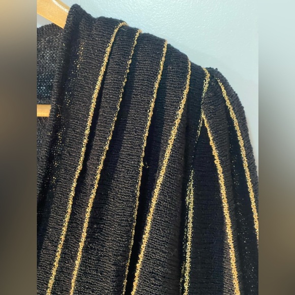 Vintage Casual Corner Black with Gold Metallic Strips Long Sleeve Shirt - Picture 6 of 14